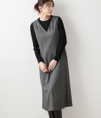 ＜NEWYORKER L PLUS (Women/大きいサイズ)＞【Ｌ】【ウォッシャブル】ＴＲツイルツィード　Ｖネックジャンパースカート（２０２５５９４９６２５３）