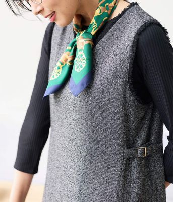 L】【ウォッシャブル】TRツイルツィード Vネックジャンパー