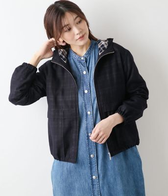 ＜NEWYORKER L PLUS (Women/大きいサイズ)＞【Ｌ】【ウォッシャブル】シアー接結ニューヨーカータータン　フーデットブルゾン（２０２５５９５５６２５９）