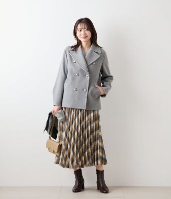 L】ラムウールモッサ ピーコート（202559556260