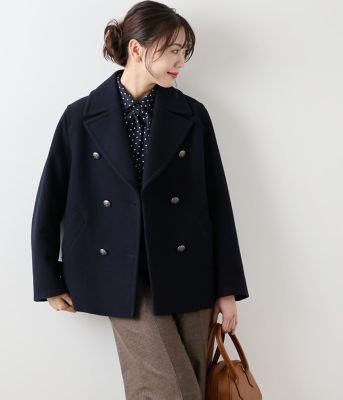 【送料無料】NEWYORKER L PLUS (Women/大きいサイズ)/ニューヨーカー L PLUS ラムウールモッサ ピーコート(202559556260) 75ネイビー コート・ジャケット【三越伊勢丹/公式】