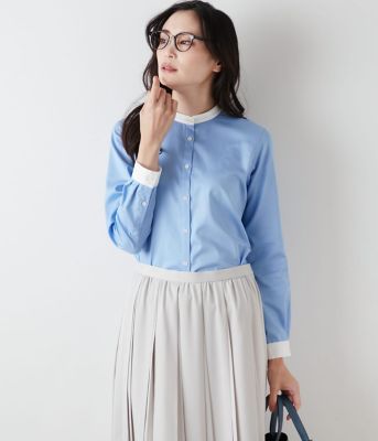 NEWYORKER L PLUS (Women/大きいサイズ)/ニューヨーカー Ｌ ＰＬＵＳ 【Ｌ】ドットドビー　クレリックカラーシャツ（２０２５５９６１５２１４）