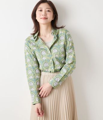 ＜NEWYORKER L PLUS (Women/大きいサイズ)＞【Ｌ】リバティ　ウィリアム・モリス　アフリカンマリーゴールド　レギュラーカラー長袖シャツ（２０２５５９６１６２１４）