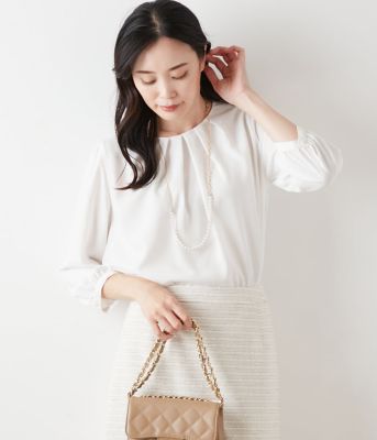 NEWYORKER L PLUS (Women/大きいサイズ)/ニューヨーカー Ｌ ＰＬＵＳ 【Ｌ】マットサテン　７分袖タックブラウス（２０２５５９６４５１１４）