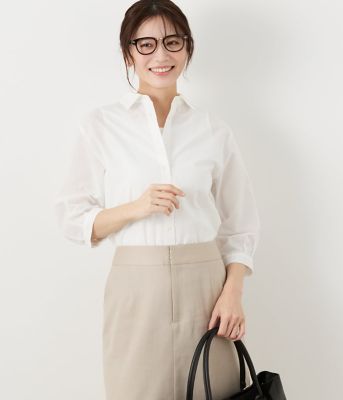 NEWYORKER L PLUS (Women/大きいサイズ)/ニューヨーカー Ｌ ＰＬＵＳ 【Ｌ】ＴＣサッカー　タックスリーブ７分袖シャツ（２０２５５９６４５２２４）
