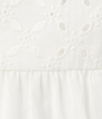 【Ｌ】コットンエンブロイダリーレース　切替え７分袖ブラウス（２０２５５９６４５２５３）