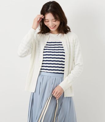 NEWYORKER L PLUS (Women/大きいサイズ)/ニューヨーカー Ｌ ＰＬＵＳ 【Ｌ】コンパクトギザコットン　ケーブルクルーネックカーディガン（２０２５５９７１５６１１）