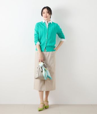 【Ｌ】コンパクトギザコットン　ケーブルクルーネックカーディガン（２０２５５９７１５６１１）