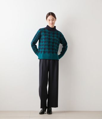 ニューヨーカー（NEWYORKER）/千鳥柄ダブルジャカード ハイネックプルオーバー L】千鳥柄ダブルジャカード ハイネックプルオーバー