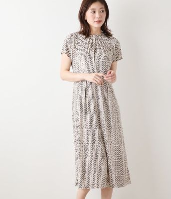 NEWYORKER L PLUS (Women/大きいサイズ)/ニューヨーカー Ｌ ＰＬＵＳ 【Ｌ】ポリエステル強撚スムース　幾何学プリント　フレンチスリーブワンピース（２０２５５９８４６５２２）