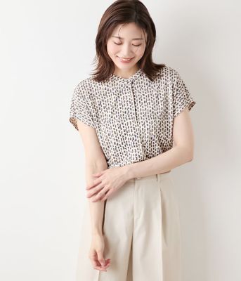 ＜NEWYORKER L PLUS (Women/大きいサイズ)＞【Ｌ】ポリエステル強撚スムース　幾何学プリント　ボックスシルエットプルオーバー（２０２５５９８５６５２２）