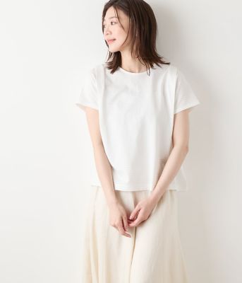 NEWYORKER L PLUS (Women/大きいサイズ)/ニューヨーカー Ｌ ＰＬＵＳ 【Ｌ】格子サッカージャカードシルケット　ショルダータックカットソー（２０２５５９８６５６６１）