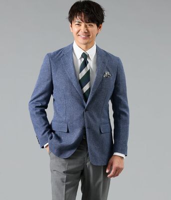 ドゥクラッセ　サマージャケット　メッシュ　ネイビー系　未使用品　L 三者混メッシュ サマーツィード ジャケット（202611198201