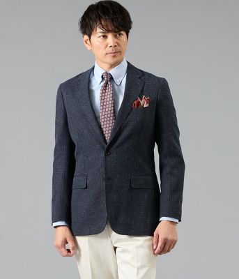 三者混メッシュ サマーツィード チェック ジャケット