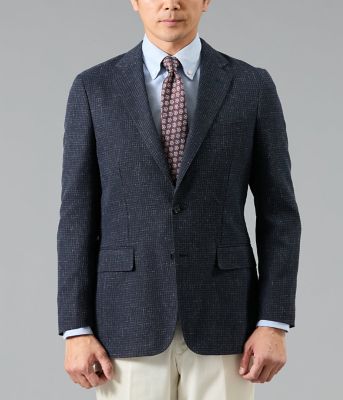 三者混メッシュ サマーツィード チェック ジャケット