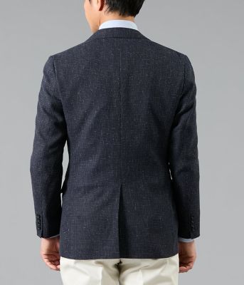 三者混メッシュ サマーツィード チェック ジャケット