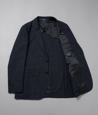 三者混メッシュ サマーツィード チェック ジャケット