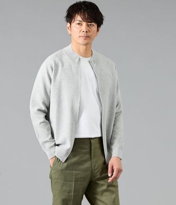 ＜NEWYORKER (Men)＞【ウォッシャブル】モックネック　スタンドジップアップ　カーディガン（２０２６１１５４８５２２）