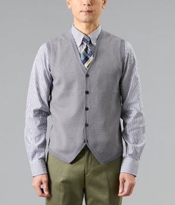 ウォッシャブル】Vネック 前開きニットベスト