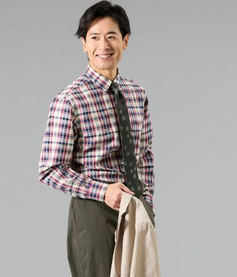 吸水速乾】サッカー デジタルミックスカラーチェック 長袖ショート