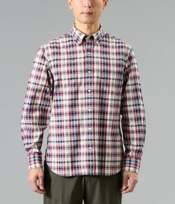 吸水速乾】サッカー デジタルミックスカラーチェック 長袖ショート