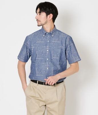 ＜NEWYORKER (Men)＞ペイズリージャカード　半袖ショートボタンダウンシャツ（２０２６１１７７８７４２）