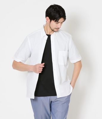 ＜NEWYORKER (Men)＞【吸水速乾】ランダムサッカー　半袖ショートボタンダウンシャツ（２０２６１１７７８７４４）