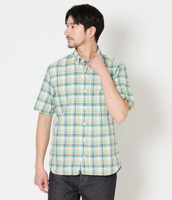 ＜NEWYORKER (Men)＞【吸水速乾】マルチチェック　サッカー　半袖ショートボタンダウンシャツ（２０２６１１７７８７４６）