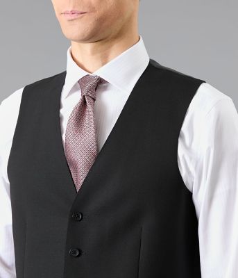 撥水】10month ソリッドブラック 襟無しオッドベスト
