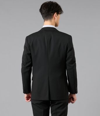 NEWYORKER メンズブラックスーツ A7サイズ 背抜き 毛100% 美品 撥水】10month ソリッドブラック ジャケット（セットアップ対応