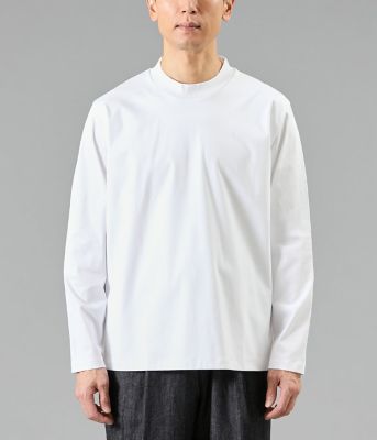 NY CARE FREE 長袖 モックネック ドレスTシャツ（ホワイト