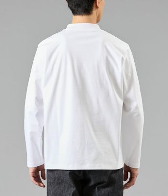 NY CARE FREE 長袖 モックネック ドレスTシャツ（ホワイト