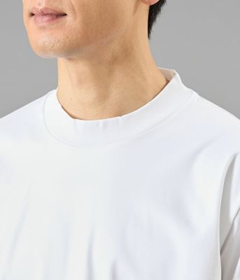 NY CARE FREE 長袖 モックネック ドレスTシャツ（ホワイト