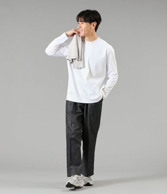 NY CARE FREE 長袖 モックネック ドレスTシャツ（ホワイト
