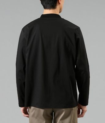 NY CARE FREE 長袖 モックネック ドレスTシャツ（ブラック
