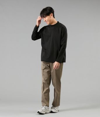 NY CARE FREE 長袖 モックネック ドレスTシャツ（ブラック