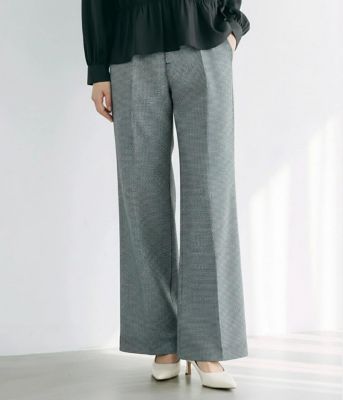 ＜Atraer (Women)＞【ウォッシャブル】サッカーギンガム　ワイドパンツ（２０２６２６３０８５１４）