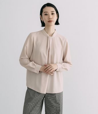 ストレッチジョーゼット スカーフ風長袖ブラウス