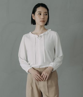 ＜Atraer (Women)＞ストレッチジョーゼット　ダブルカラーリボンブラウス（２０２６２６６２８１３１）