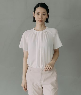 ＜Atraer (Women)＞ストレッチジョーゼット　スカーフ風フレアスリーブブラウス（２０２６２６６５８１３１）