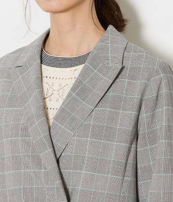 ウォッシャブル】綿麻カラードグレンチェック ピークドラペルダブル