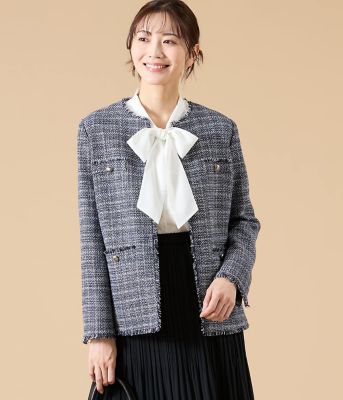 ソフトミックスツィード ノーカラージャケット