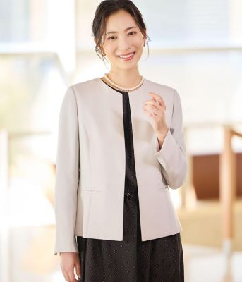 ウォッシャブル】シルキークロス ノーカラ―ジャケット