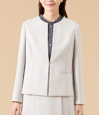 ウォッシャブル】シルキークロス ノーカラ―ジャケット