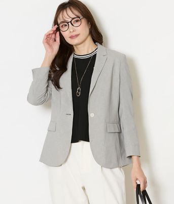 ＜NEWYORKER (Women)＞【吸水速乾・接触冷感・防しわ・ウォッシャブル】ドライクロス　１ボタンテーラードジャケット（２０２６５１１１８１３１）