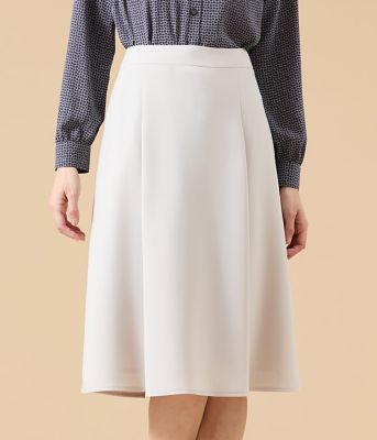 ウォッシャブル】シルキークロス タックフレアスカート