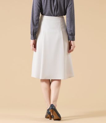 ウォッシャブル】シルキークロス タックフレアスカート