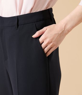 ウォッシャブル】シルキークロス クロップドテーパードパンツ