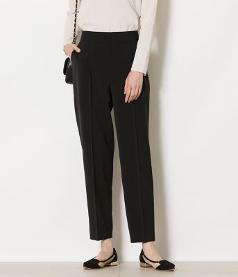 ＜NEWYORKER (Women)＞ストレッチツイル　ワンタック１タックテーパードパンツ（ブラック）（２０２６５１３１８１３２）