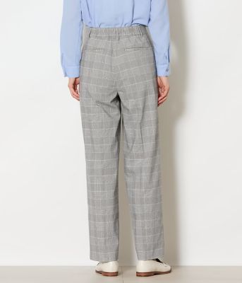 ウォッシャブル】綿麻カラードグレンチェック ストレートトラウザー
